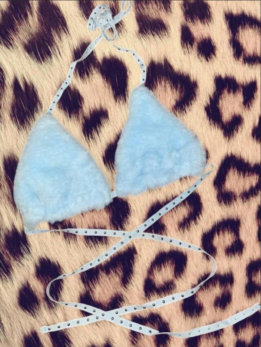 Furry  Bra  Light Blue